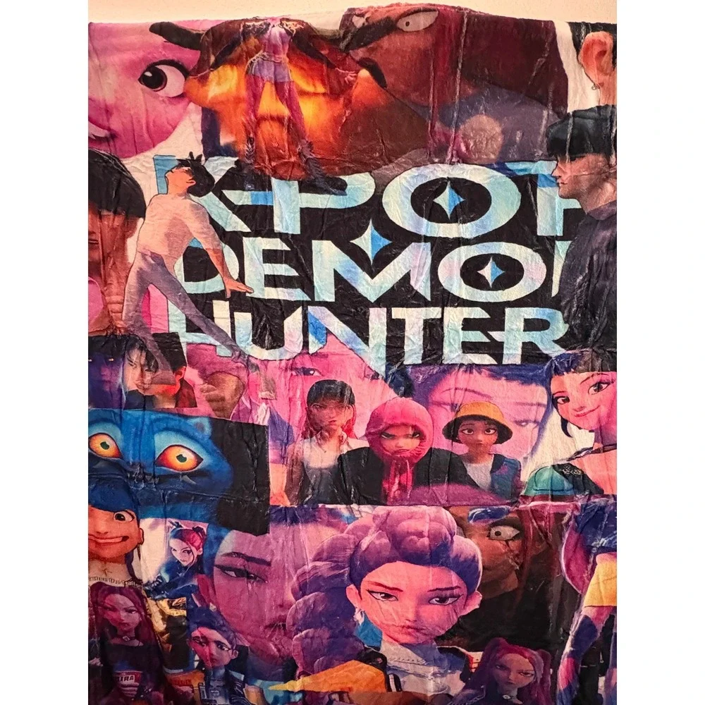 K-Pop Demon Hunters Netflix Animated Film Plush Fleece Throw Blanket Multi Color